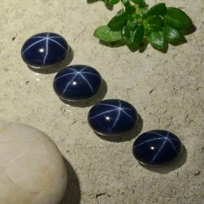 Star Sapphire Gemstones in 6.8 x 5.1 mm Size for Sale, Star Sapphire Stones in Deep Blue Color