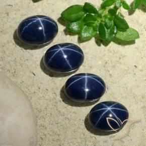 5.18 ctw Blue Star Sapphire Stones, Natural Star Sapphire in Oval Cabochon Shape for Sale