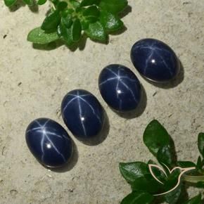 Star Sapphire Gemstones in 7 x 5 mm (calibrated) Size for Sale, Star Sapphire Stones in Deep Blue Color