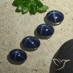 6.34 ctw Blue Star Sapphire Stones, Natural Star Sapphire in Oval Cabochon Shape for Sale