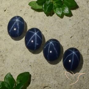 Star Sapphire Gemstones in 7 x 5 mm (calibrated) Size for Sale, Star Sapphire Stones in Dark Blue Color