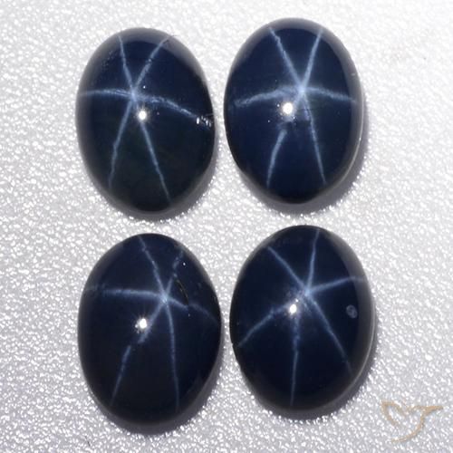 Star Sapphire Gemstones in 7 x 5 mm (calibrated) Size for Sale, Star Sapphire Stones in Deep Blue Color
