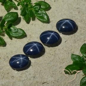 Star Sapphire Gemstones in 7.1 x 5.2 mm Size for Sale, Star Sapphire Stones in Dark Blue Color