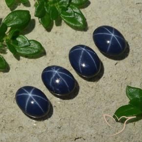 Star Sapphire Gemstones in 7 x 5 mm (calibrated) Size for Sale, Star Sapphire Stones in Deep Navy Blue Color