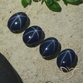 Star Sapphire Gemstones in 7 x 5 mm (calibrated) Size for Sale, Star Sapphire Stones in Deep Blue Color