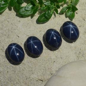 5.13 ctw Blue Star Sapphire Stones, Natural Star Sapphire in Oval Cabochon Shape for Sale