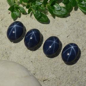 Star Sapphire Gemstones in 7 x 5 mm (calibrated) Size for Sale, Star Sapphire Stones in Deep Blue Color