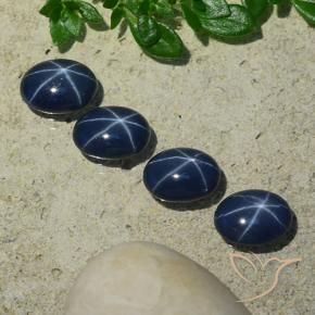 Star Sapphire Gemstones in 7 x 5 mm (calibrated) Size for Sale, Star Sapphire Stones in Dark Blue Color