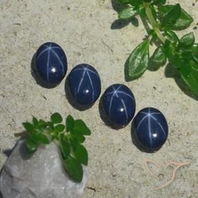 Star Sapphire Gemstones in 7 x 5 mm (calibrated) Size for Sale, Star Sapphire Stones in Dark Blue Color