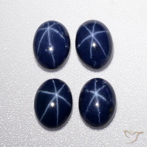 Star Sapphire Gemstones in 7 x 5 mm (calibrated) Size for Sale, Star Sapphire Stones in Deep Blue Color
