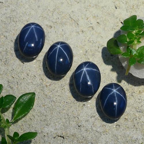 Star Sapphire Gemstones in 7 x 5.1 mm Size for Sale, Star Sapphire Stones in Deep Blue Color