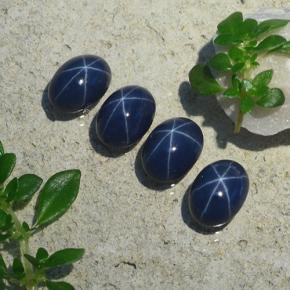 Star Sapphire Gemstones in 7 x 5 mm (calibrated) Size for Sale, Star Sapphire Stones in Deep Navy Blue Color
