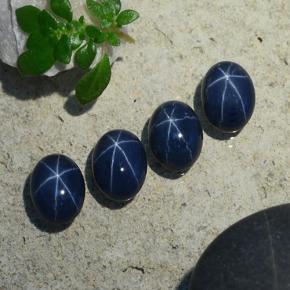Star Sapphire Gemstones in 7 x 5 mm (calibrated) Size for Sale, Star Sapphire Stones in Dark Blue Color