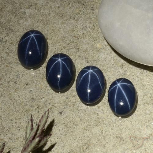 Star Sapphire Gemstones in 7 x 5 mm (calibrated) Size for Sale, Star Sapphire Stones in Deep Blue Color