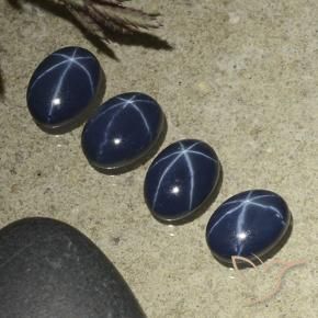 Star Sapphire Gemstones in 7 x 5 mm (calibrated) Size for Sale, Star Sapphire Stones in Dark Blue Color