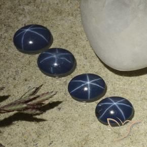 Star Sapphire Gemstones in 7 x 5 mm (calibrated) Size for Sale, Star Sapphire Stones in Deep Navy Blue Color