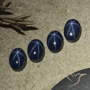 Star Sapphire Gemstones in 7 x 5 mm (calibrated) Size for Sale, Star Sapphire Stones in Dark Blue Color