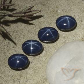 Star Sapphire Gemstones in 7 x 5.2 mm Size for Sale, Star Sapphire Stones in Deep Blue Color