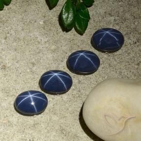 Star Sapphire Gemstones in 7 x 5 mm (calibrated) Size for Sale, Star Sapphire Stones in Deep Blue Color