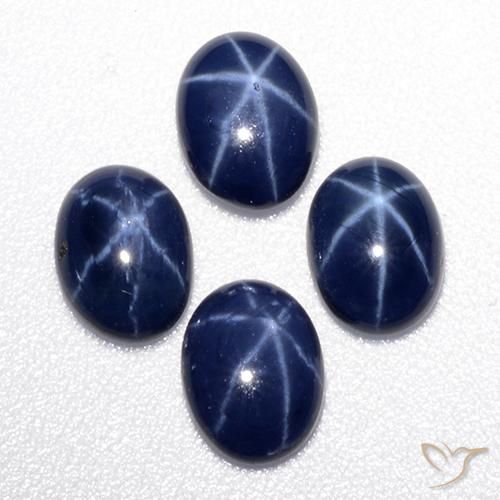 Star Sapphire Gemstones in 7 x 5 mm (calibrated) Size for Sale, Star Sapphire Stones in Deep Blue Color