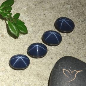 Star Sapphire Gemstones in 7 x 5 mm (calibrated) Size for Sale, Star Sapphire Stones in Deep Navy Blue Color