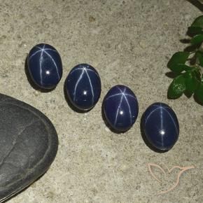 Star Sapphire Gemstones in 7 x 5 mm (calibrated) Size for Sale, Star Sapphire Stones in Dark Blue Color