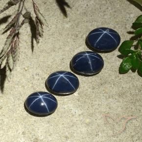 Star Sapphire Gemstones in 7 x 5 mm (calibrated) Size for Sale, Star Sapphire Stones in Deep Blue Color