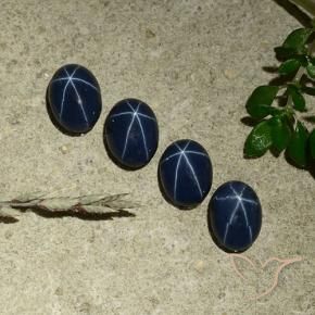 Star Sapphire Gemstones in 7 x 5 mm (calibrated) Size for Sale, Star Sapphire Stones in Deep Navy Blue Color