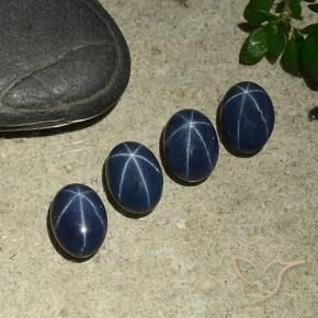 Star Sapphire Gemstones in 7 x 5 mm (calibrated) Size for Sale, Star Sapphire Stones in Deep Navy Blue Color