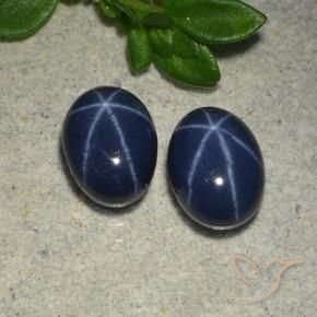 Star Sapphire Gemstones in 7 x 5 mm (calibrated) Size for Sale, Star Sapphire Stones in Deep Blue Color