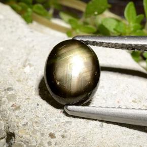 Черный Звездчатый Сапфир Камень - 2.5ct Овал Кабошон (ID: 498752)
