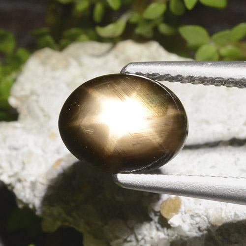 2.65 ct Black Star Sapphire Stone, Natural Star Sapphire in Oval Cabochon Shape for Sale