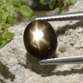 3.33 ct Black Star Sapphire Gemstone, Star Sapphire Gem in Oval Cabochon Shape for Sale.