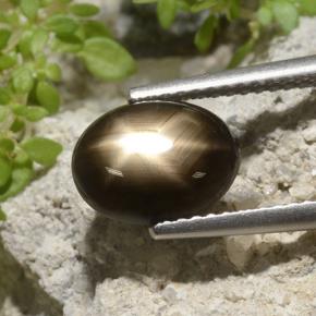 3.33 ct Black Star Sapphire Stone, Natural Star Sapphire in Oval Cabochon Shape for Sale