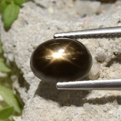 3.94 ct Black Star Sapphire Stone, Natural Star Sapphire in Oval Cabochon Shape for Sale