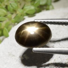 2.54 ct Black Star Sapphire Stone, Natural Star Sapphire in Oval Cabochon Shape for Sale