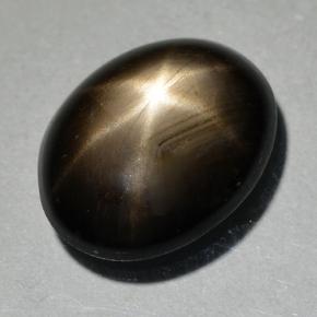 2.25 ct Black Star Sapphire Gemstone, Star Sapphire Gem in Oval Cabochon Shape for Sale.