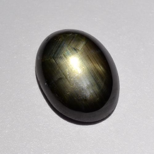 1.47 ct Black Star Sapphire Stone, Natural Star Sapphire in Oval Cabochon Shape for Sale