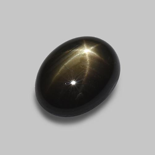 1.62 ct Black Star Sapphire Stone, Natural Star Sapphire in Oval Cabochon Shape for Sale