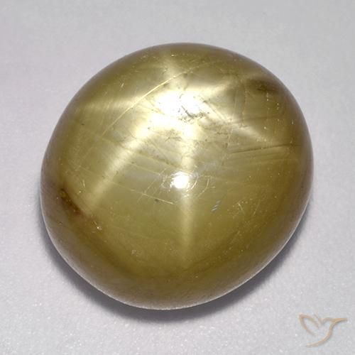 15,5 x 14,3mm ovaler goldener Sternsaphir aus Madagaskar, Gewicht 22,13 ct, 1 Stück Sternsaphir - Farbe: Orangenes Gold, natürlicher Edelstein in Opaque Reinheit, Mohs-Härte von 9 Geeignet für den täglichen Gebrauch im Schmuck, Photo A