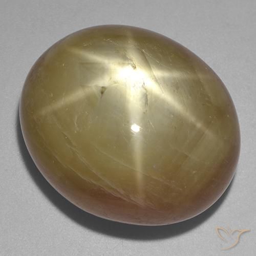 58.57 ct Golden Star Sapphire Stone, Natural Star Sapphire in Oval Cabochon Shape for Sale