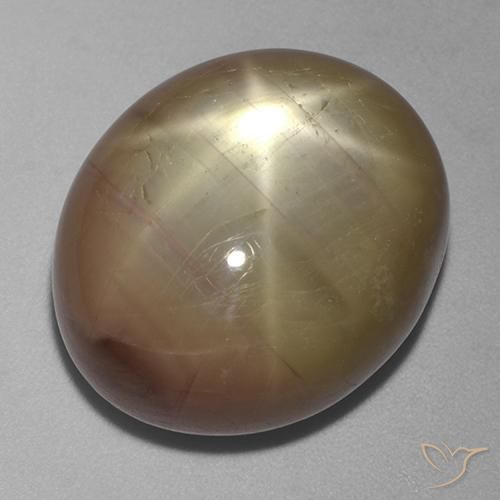 43.69 ct Golden Star Sapphire Stone, Natural Star Sapphire in Oval Cabochon Shape for Sale