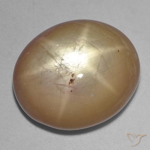 20,6 x 17,6mm ovaler goldener Sternsaphir aus Madagaskar, Gewicht 36,43 ct, 1 Stück Sternsaphir - Farbe: Orangenes Gold, natürlicher Edelstein in Opaque Reinheit, Mohs-Härte von 9 Geeignet für den täglichen Gebrauch im Schmuck, Photo A