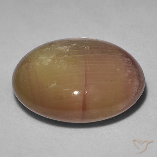 Star Sapphire Gemstone in 21.4 x 18.2 mm Size for Sale, Star Sapphire Stone in Orangish Gold Color