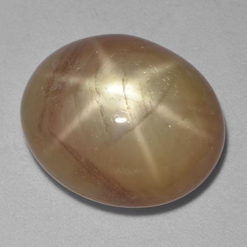 Saphir Étoilé Doré oval cabochon 21,51 ct de Madagascar, dimension 17,5 x 14,7mm, pierre gemme naturelle Fractures remplies, pureté Opaque , 1 pièce Saphir Étoilé de couleur Doré orangé, dureté Mohs de 9 convient aux bijoux de tous les jours, pierre de sagesse, Photo A