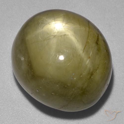 21.21 ct Yellow Star Sapphire Stone, Natural Star Sapphire in Oval Cabochon Shape for Sale