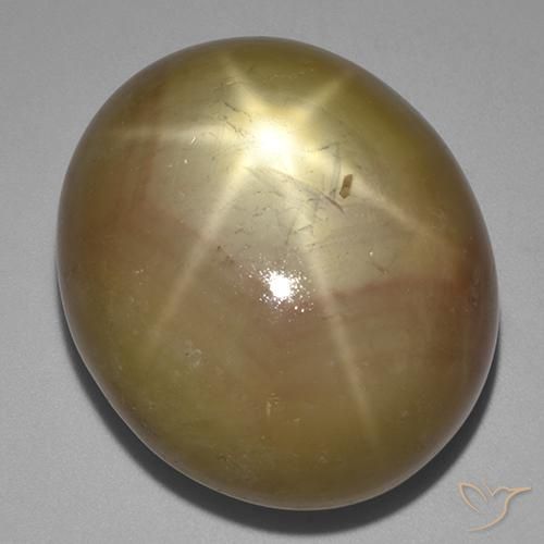 141 ct Yellow Star Sapphire, 32.1 x 27.2 mm Oval Cut From Madagascar, Photo A