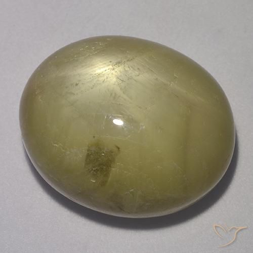 37.26 ct Yellow Star Sapphire Stone, Natural Star Sapphire in Oval Cabochon Shape for Sale
