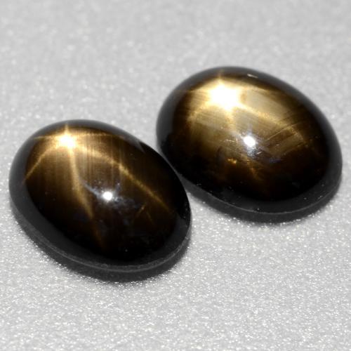Черный Звездчатый Сапфир Камень - 1.3ct Овал Кабошон (ID: 538316)