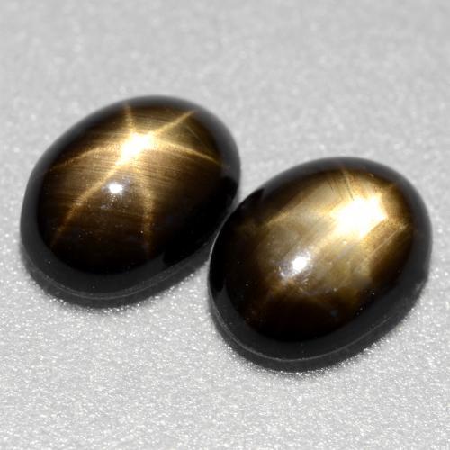 2.61 ctw Black Star Sapphire Stones, Natural Star Sapphire in Oval Cabochon Shape for Sale